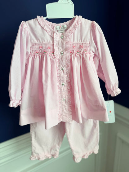 Petit Ami Pink Hand Smocked Pant Set