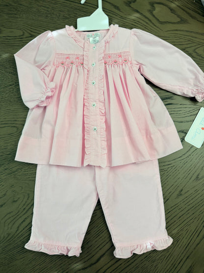 Petit Ami Pink Hand Smocked Pant Set
