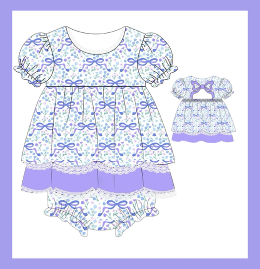 Preorder - Purple Floral Skirted Bubble / ships July