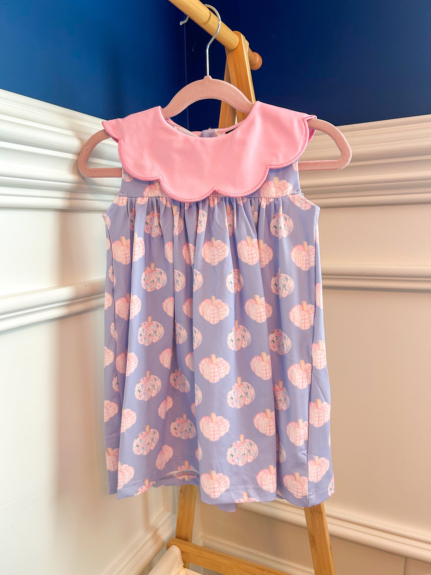 Periwinkle Scalloped Pumpkin dress