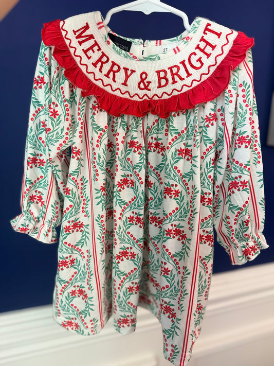 MERRY & BRIGHT Christmas Floral Dress