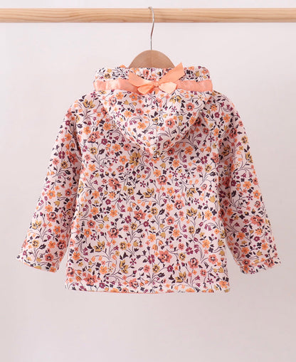 Orange Floral Fleece Coat