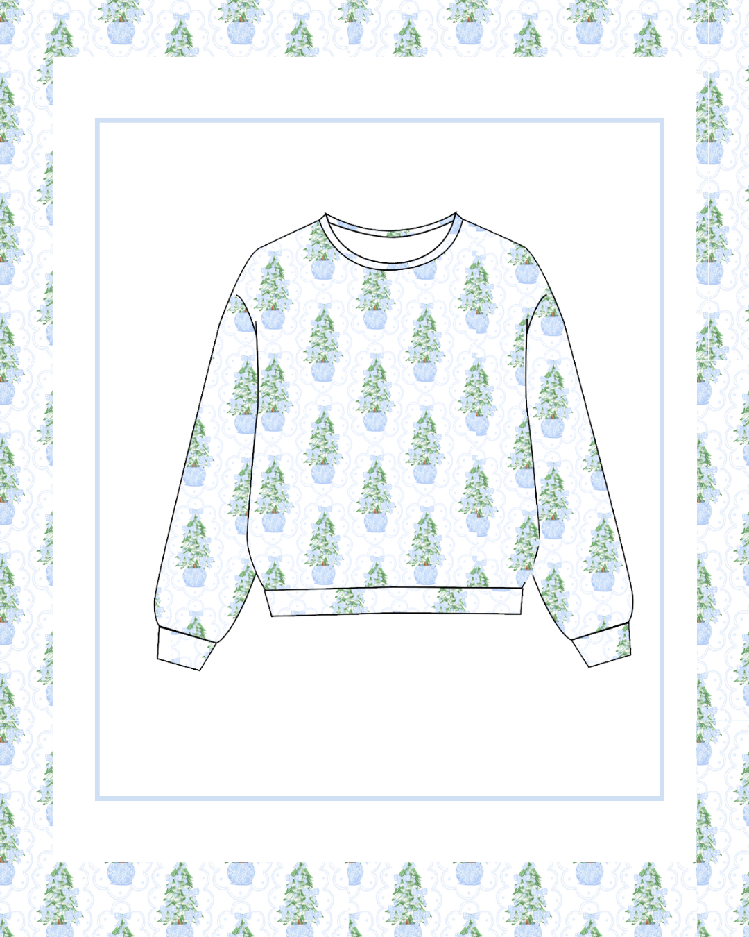 Preorder / Adult Blue Christmas Trees Top - Ships late October