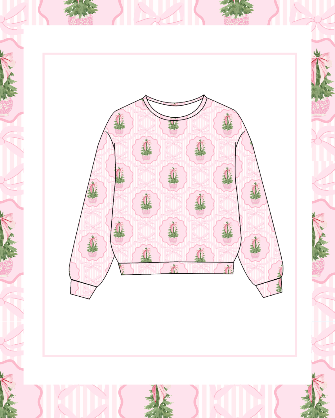 Preorder / Adult Pink Christmas Trees Top - Ships late October