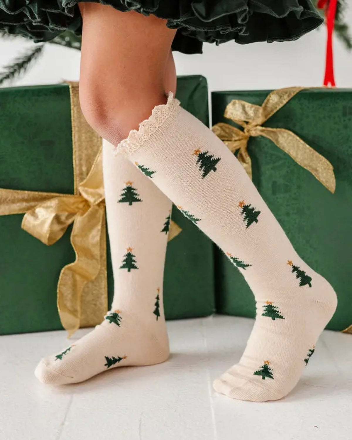 Tree Farm Lace Knee High Socks