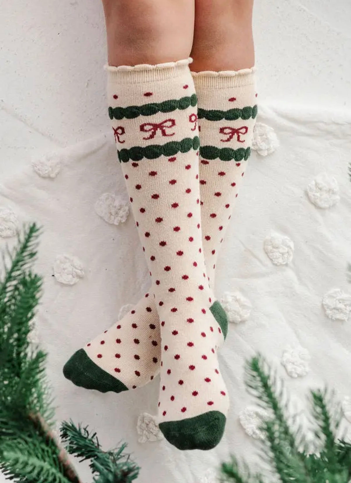 Christmas Bow Knee High socks