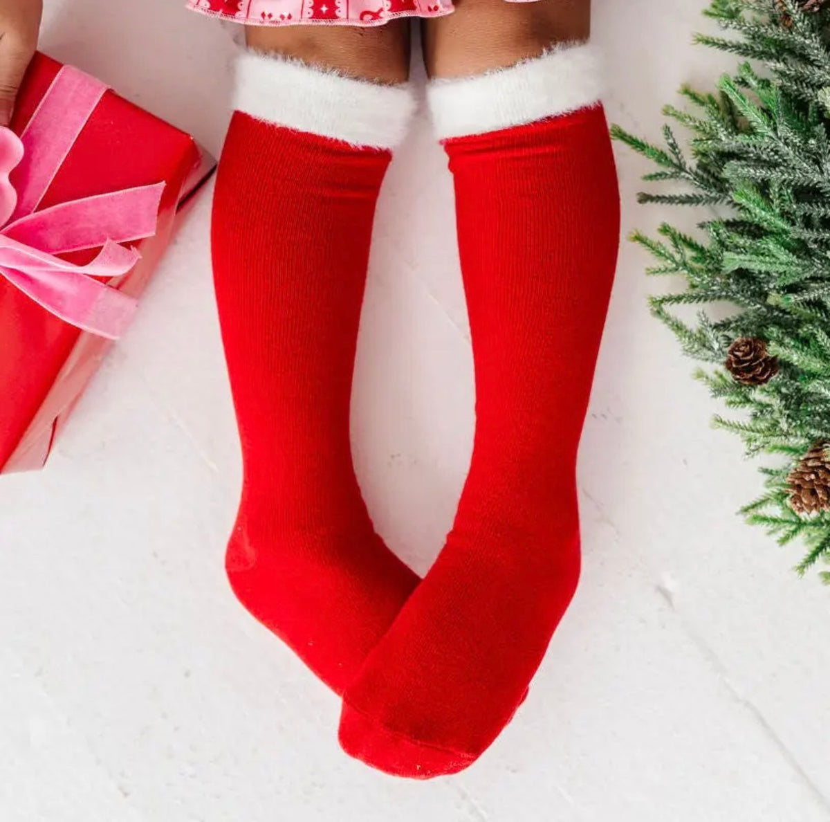 Fluffy Santa Baby Knee High socks