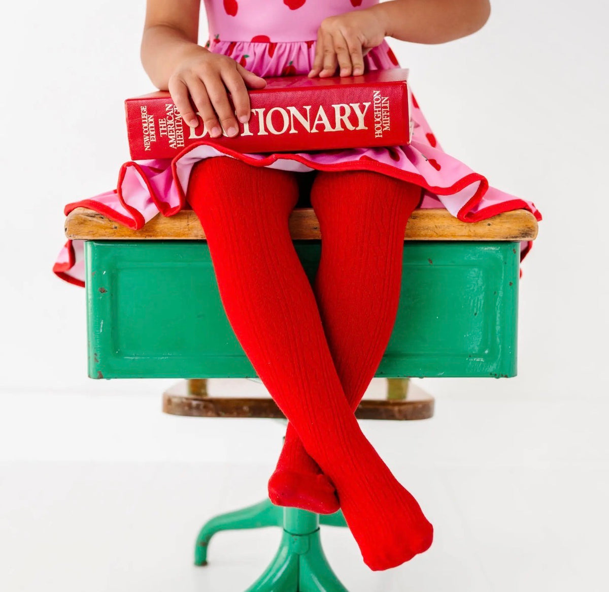 Bright Red Cable Knit Tights