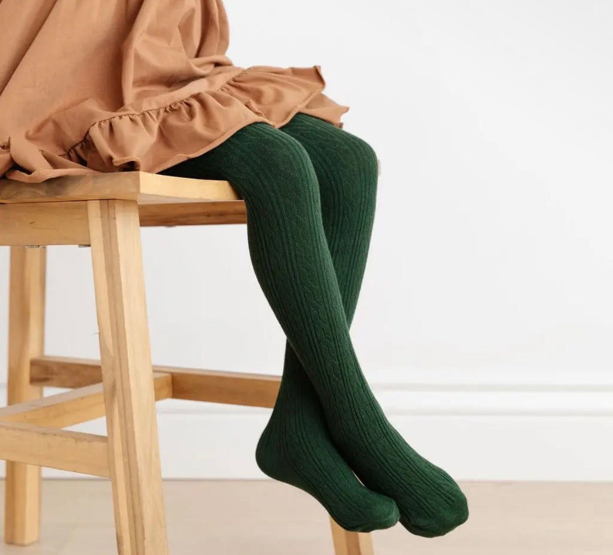 Forest Green Cable Knit Tights
