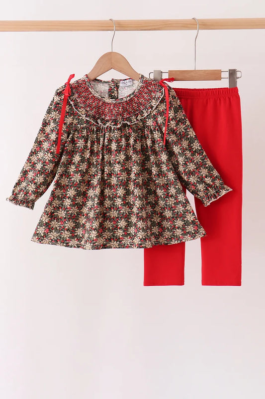 Preorder Red Floral Pant Romper