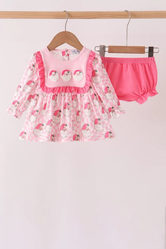 Pink Santa Diaper Set