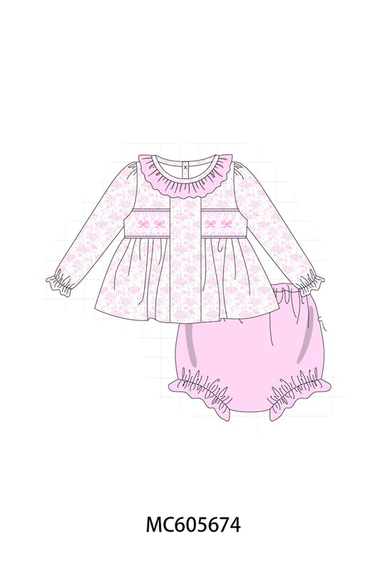 Pink Bow Diaper Set - Ships December