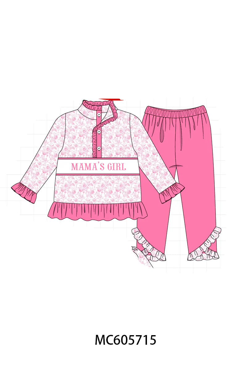 Pink MAMA'S GIRL Ruffle Pant Set - Ships December