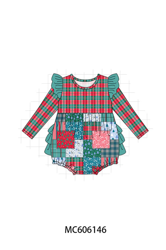 Winter Patchwork Ruffle Bubble - Ships December