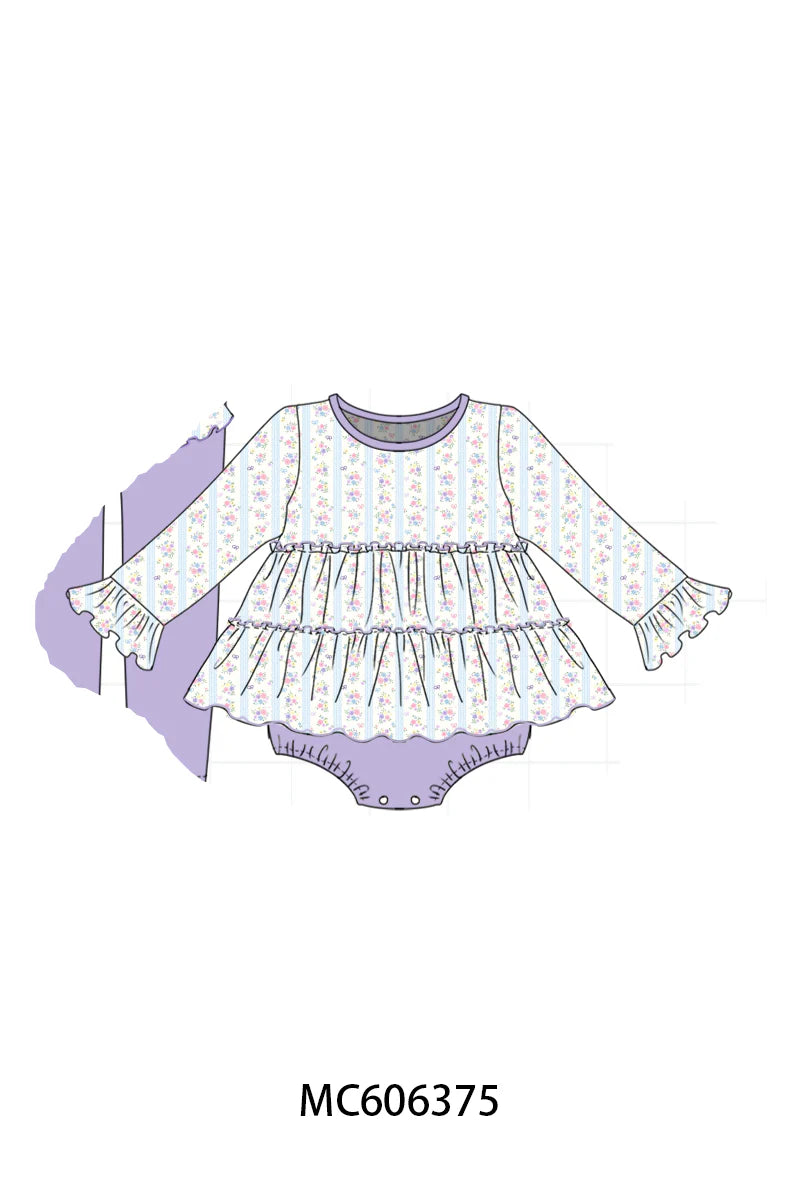 Purple Floral Skirted bubble - Ships December