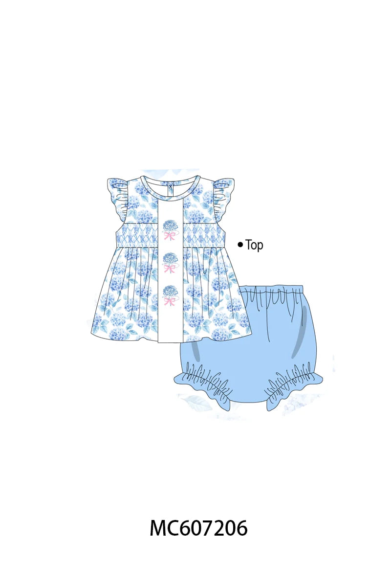 Preorder - Blue Hydrangea Diaper Set / Ships late Jan