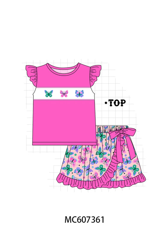 Preorder - Butterfly Ruffle Skort Set / Ships late Jan