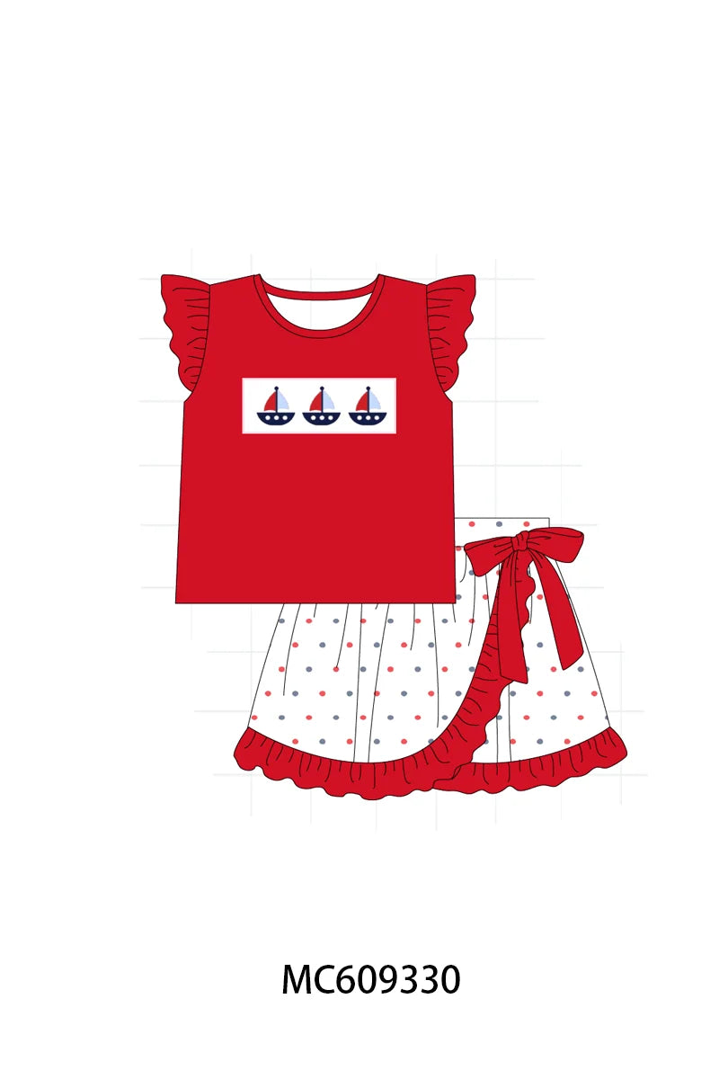 Preorder - Polka Dot Sailboat Skort Set/ Ships early April