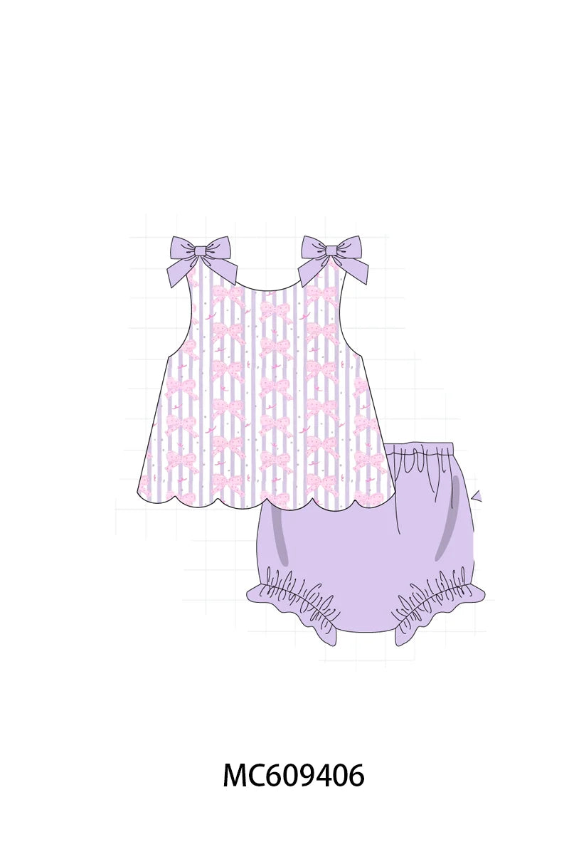 Preorder - Lavender Bow Diaper Set / Ships early April