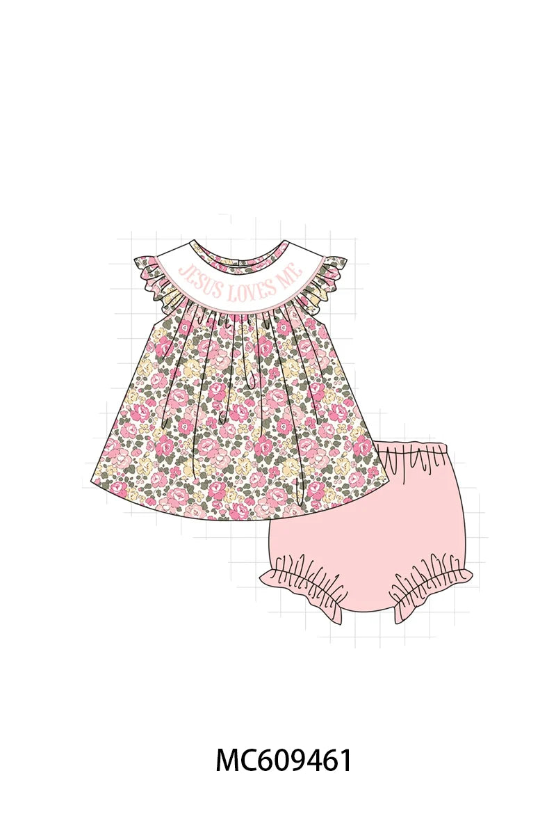 Preorder - Floral JESUS LOVES ME Diaper Set / Ships early April