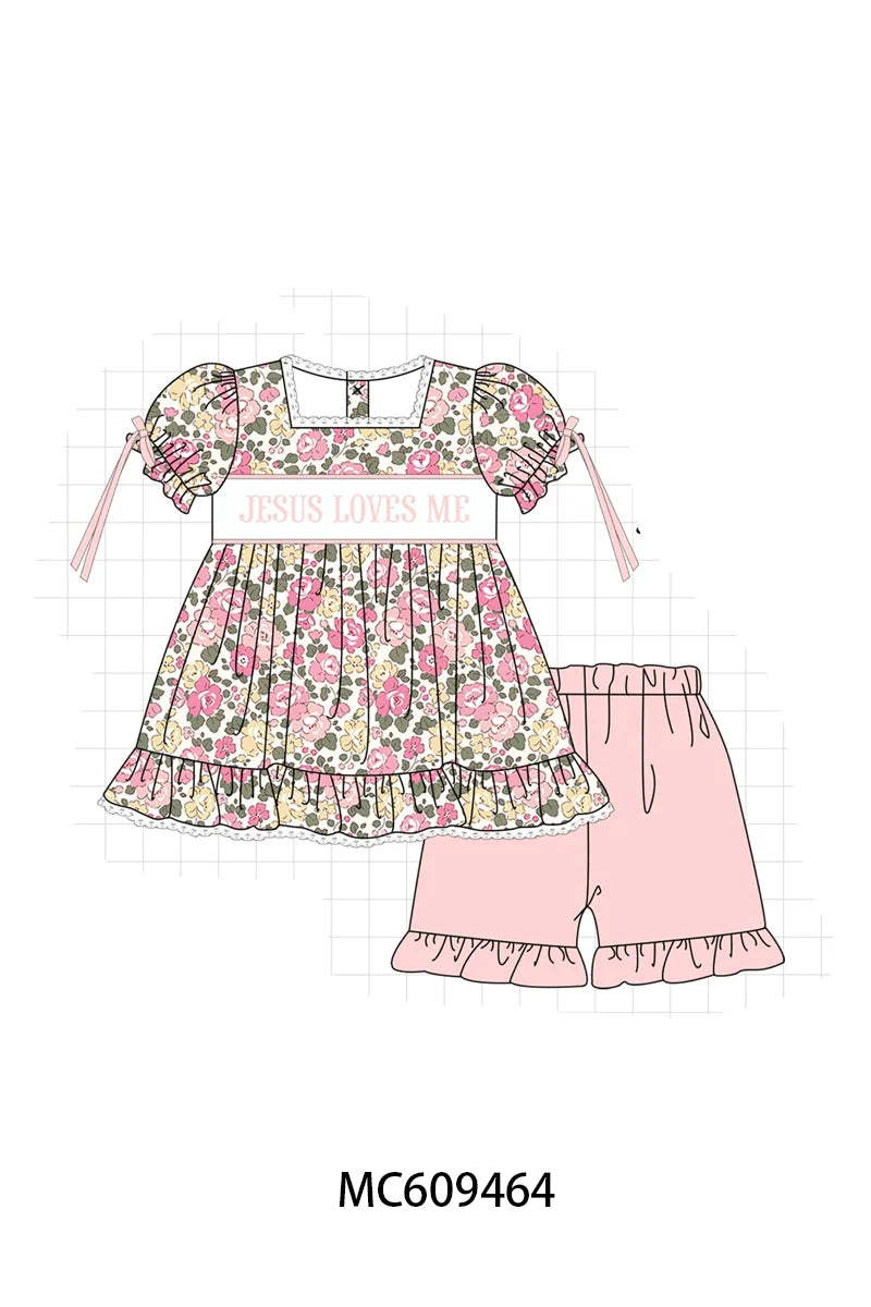 Preorder - Floral JESUS LOVES ME Short Set / Ships early April