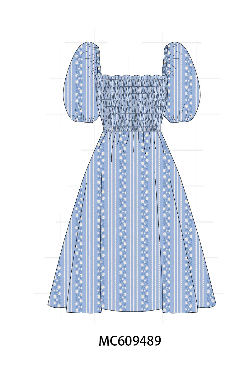 Preorder - Blue Floral Mom Dress / Ships early April