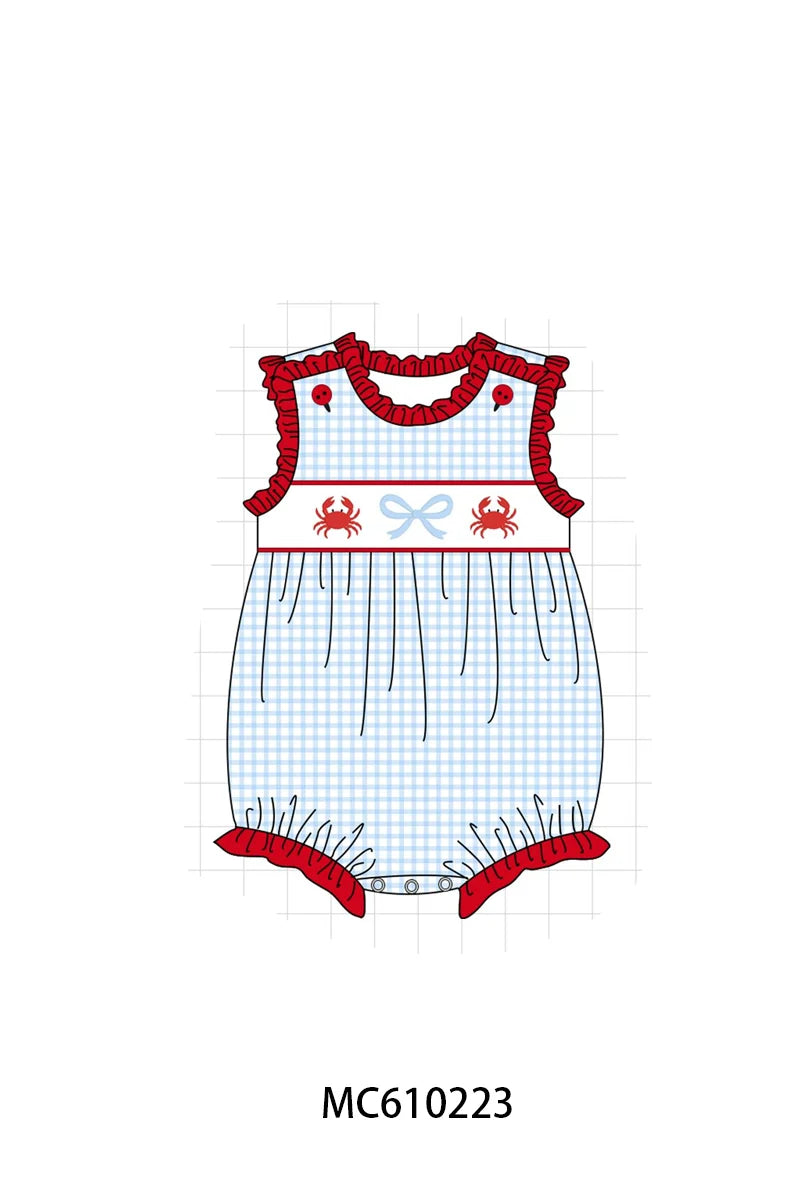 Preorder - Girls Blue and Red Crab Bubble / Ships April