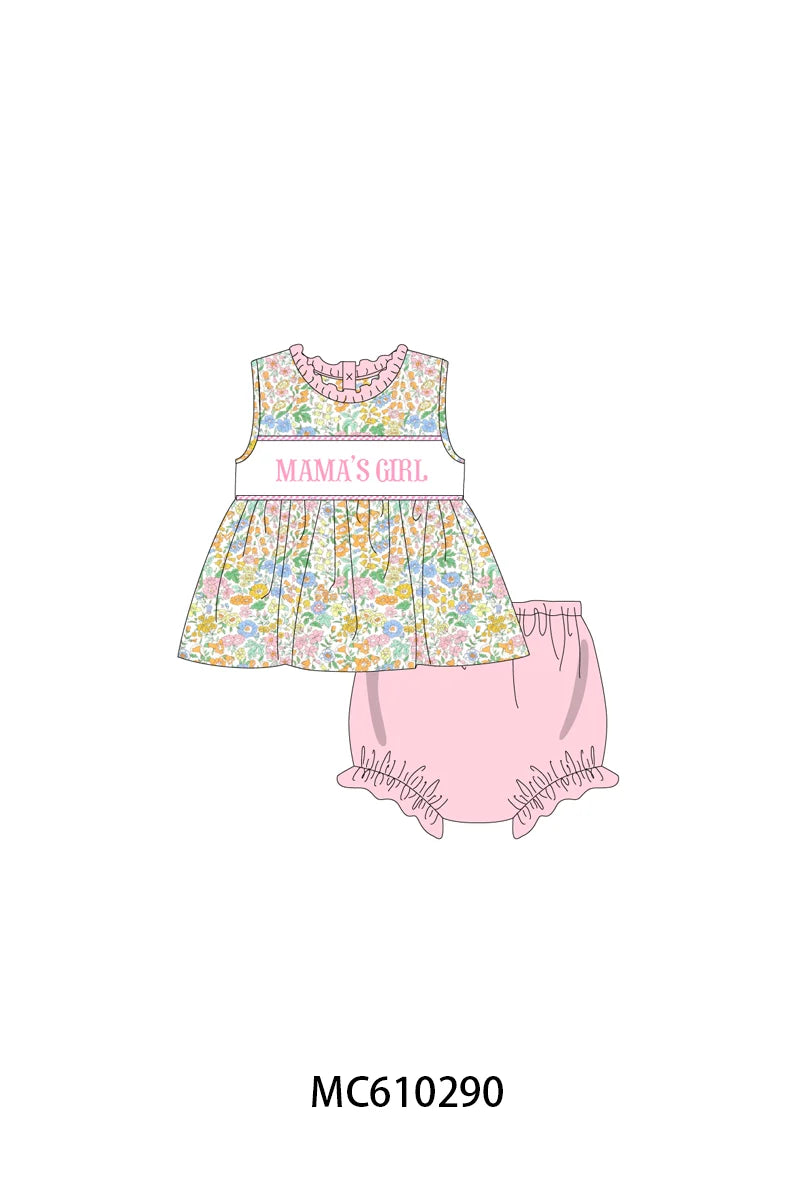 Preorder - Pink floral MAMA'S GIRL Diaper Set / Ships April