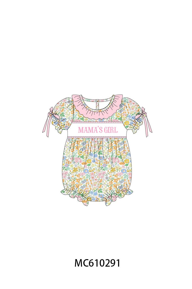 Preorder - Pink floral MAMA'S GIRL Bubble / Ships April