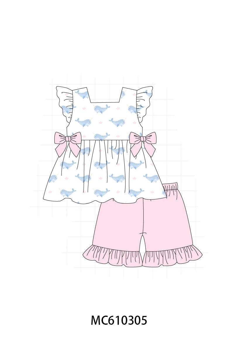Preorder - Girls Whale Short Set / Ships April