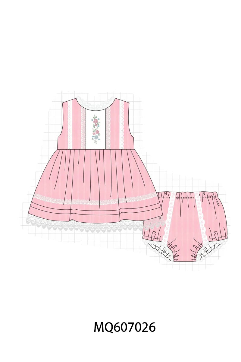 Preorder - Pink Flower Lace Diaper Set  / Ships late Jan