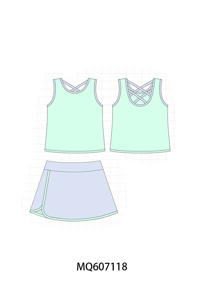 Preorder - Blue & Green Active SKORT set / Ships late Jan
