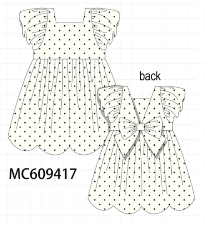 Preorder - Beige Ruffle Dot Dress / Ships early April