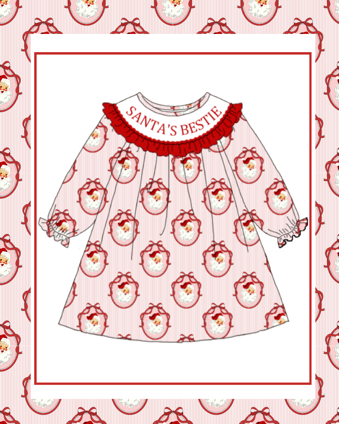 Preorder / Pink and Red Santa Dress - Ships late November