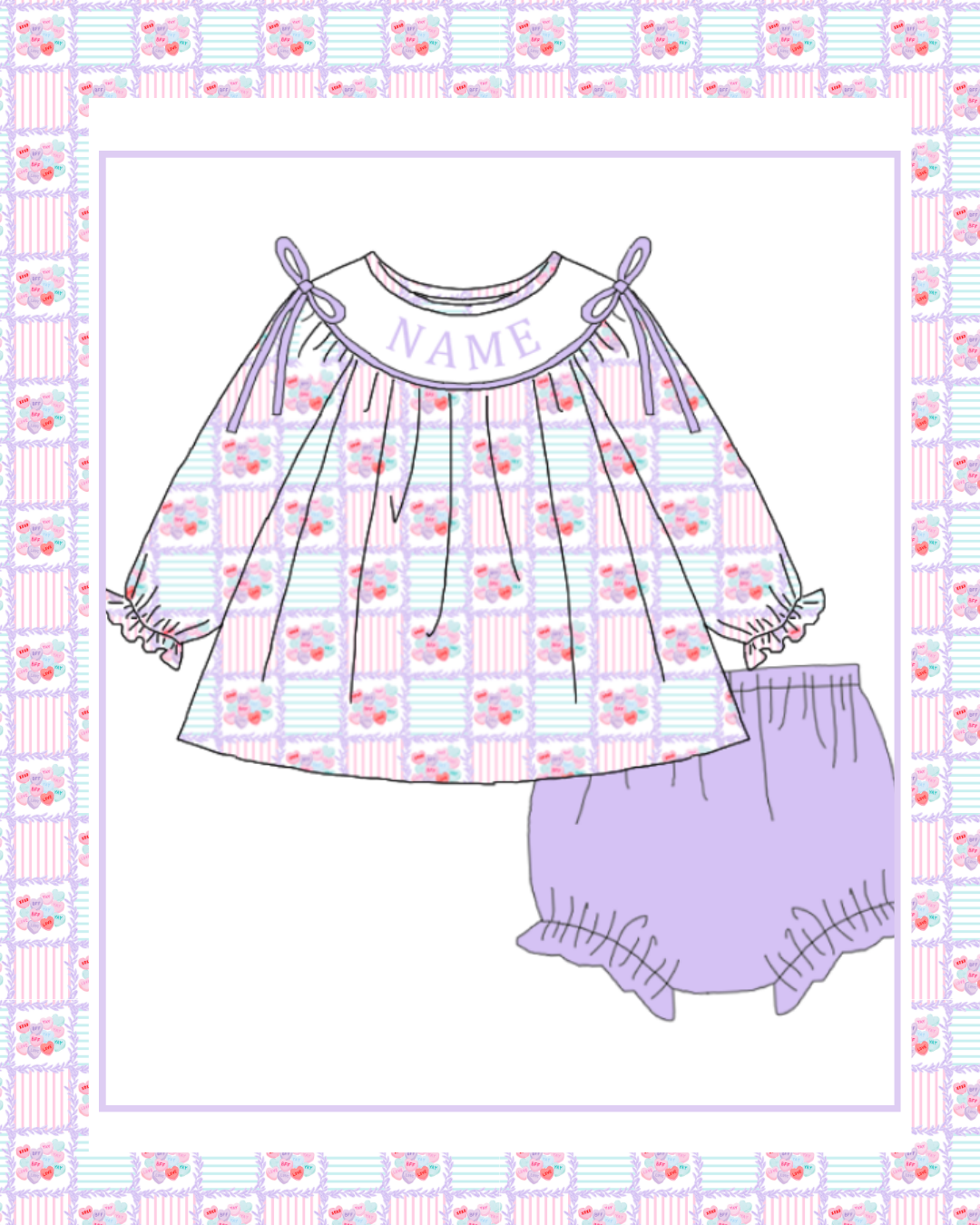Preorder / Valentine Patchwork Diaper Set- Ships late November