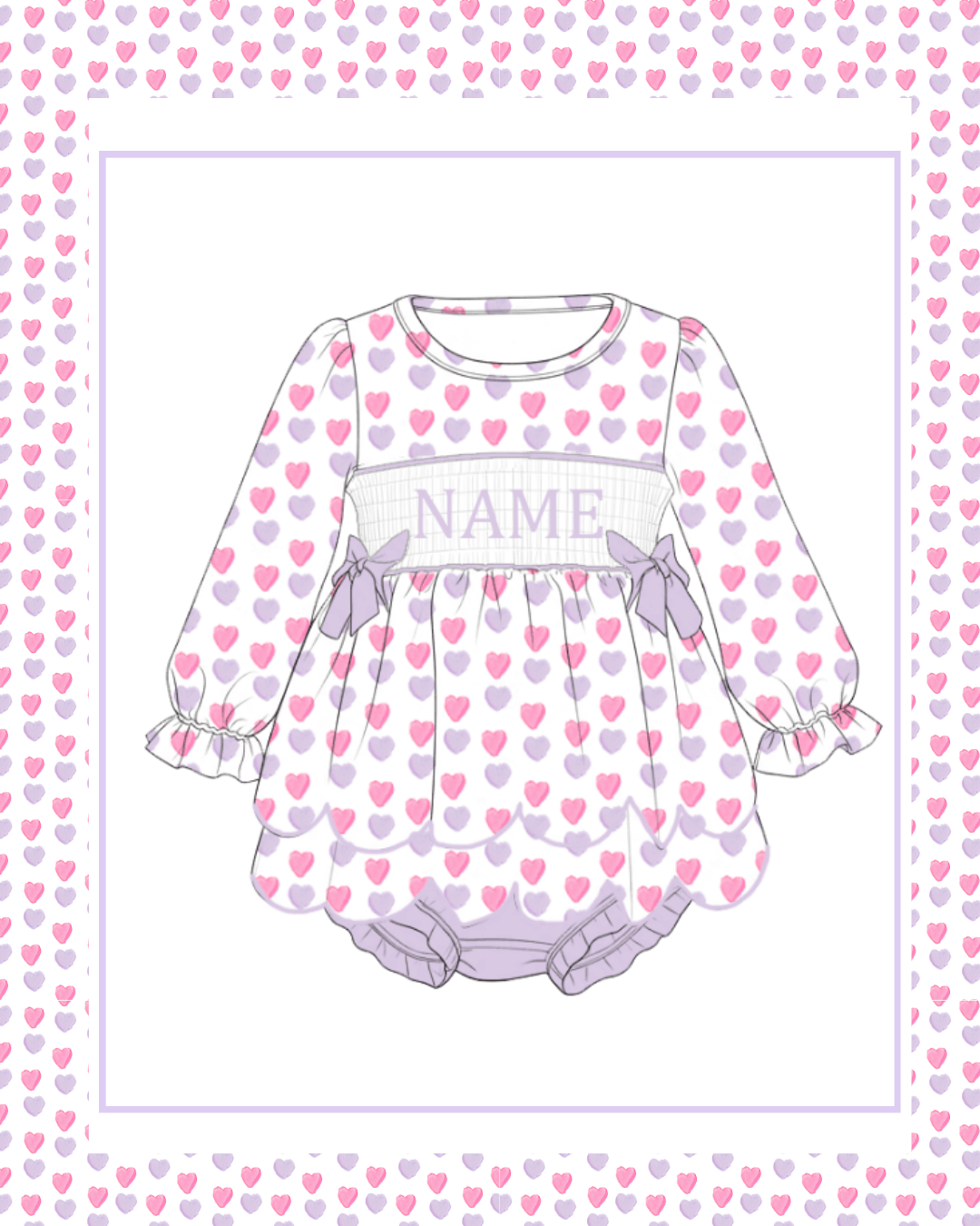 Preorder / Pink & Purple Hearts Skirted Bubble - Ships late November