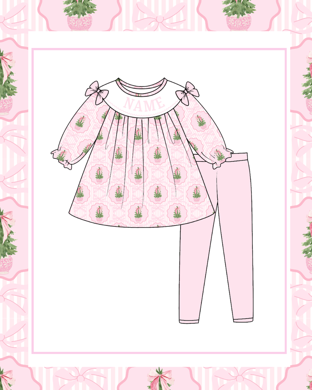 Preorder / Pink Christmas Trees Pant Set- Ships late November
