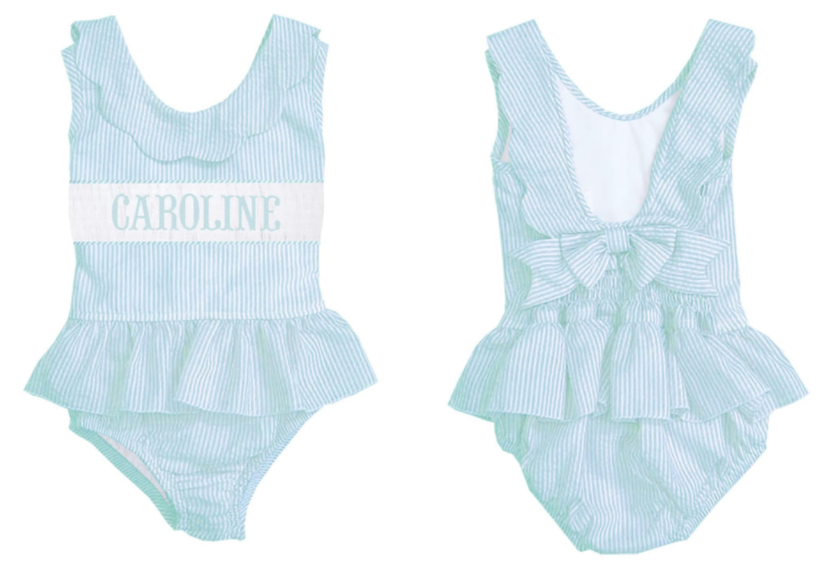 Preorder - Hand Smocked Seersucker - One Piece (Ships from CT to customers early March)