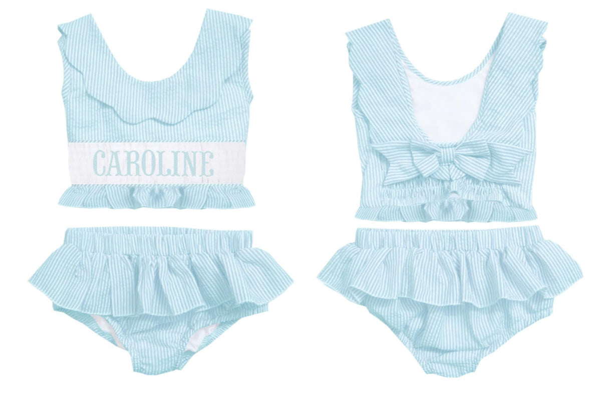 Preorder - Hand Smocked Seersucker - Two Piece (Ships from CT to customers early March)