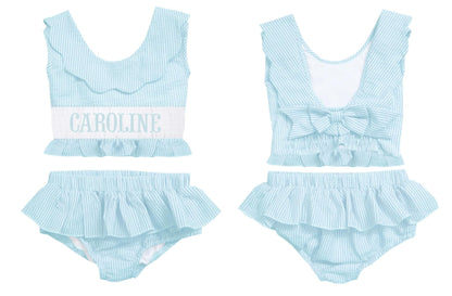 Preorder - Hand Smocked Seersucker - Two Piece (Ships from CT to customers early March)