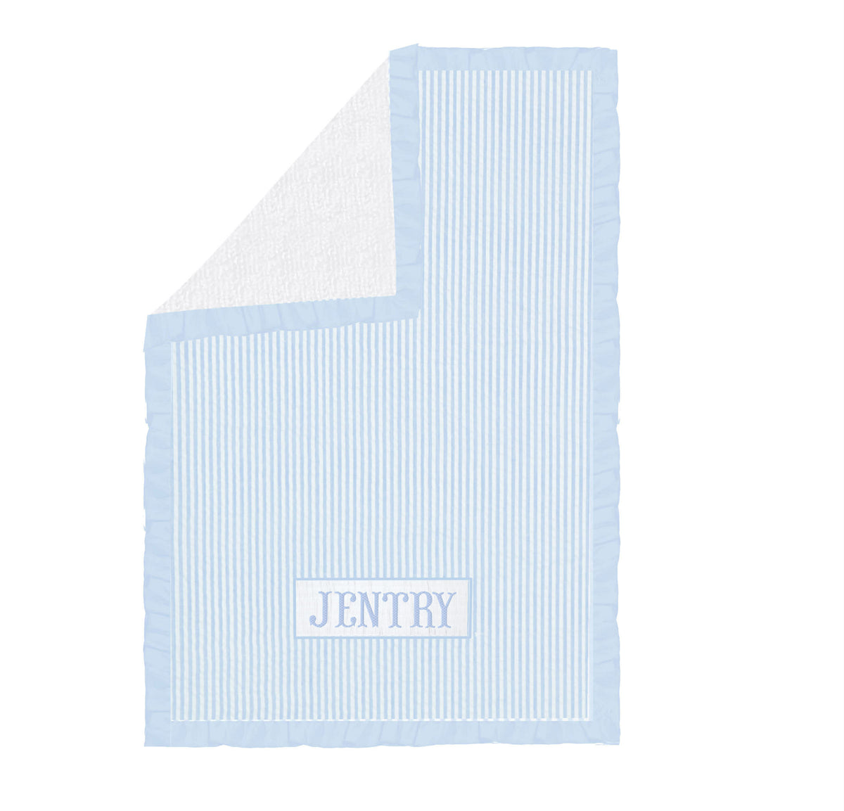 Preorder - Hand Smocked Seersucker - Towel WITH RUFFLES (Ships from CT to customers early March)