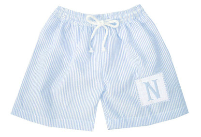 Preorder - Hand Smocked Seersucker Swim Trunks (Ships from CT to customers early March)