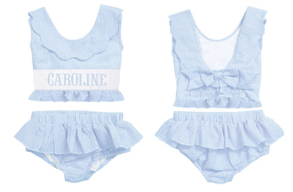 Preorder - Hand Smocked Seersucker - Two Piece (Ships from CT to customers early March)