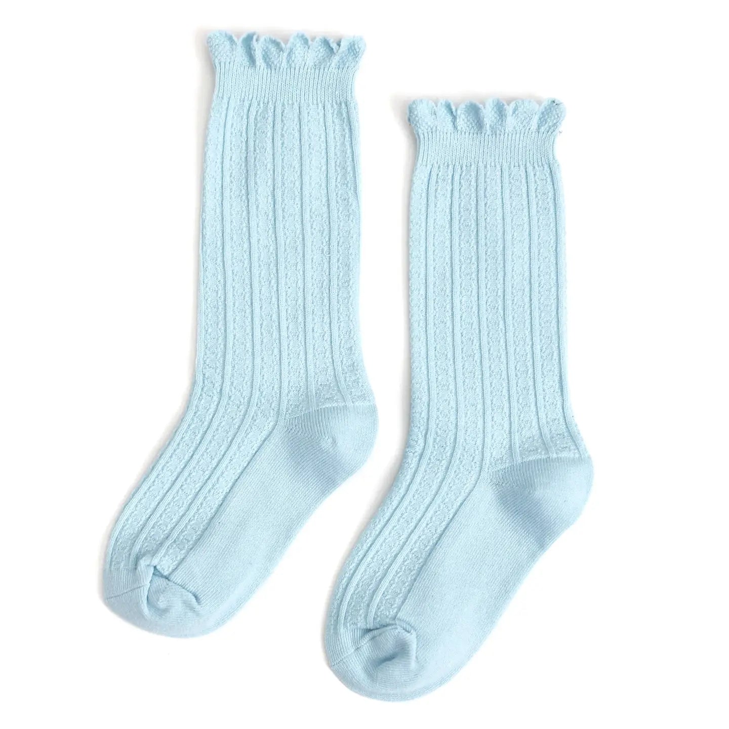 Sky Blue Frill Knee High Socks