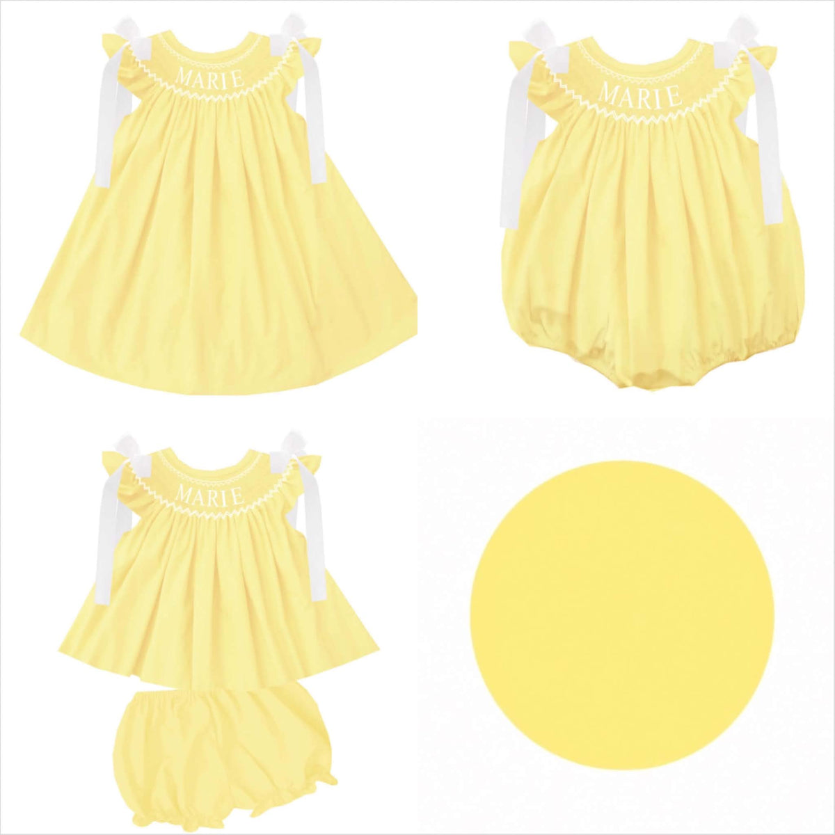 Hand Smocked Custom Name - Yellow