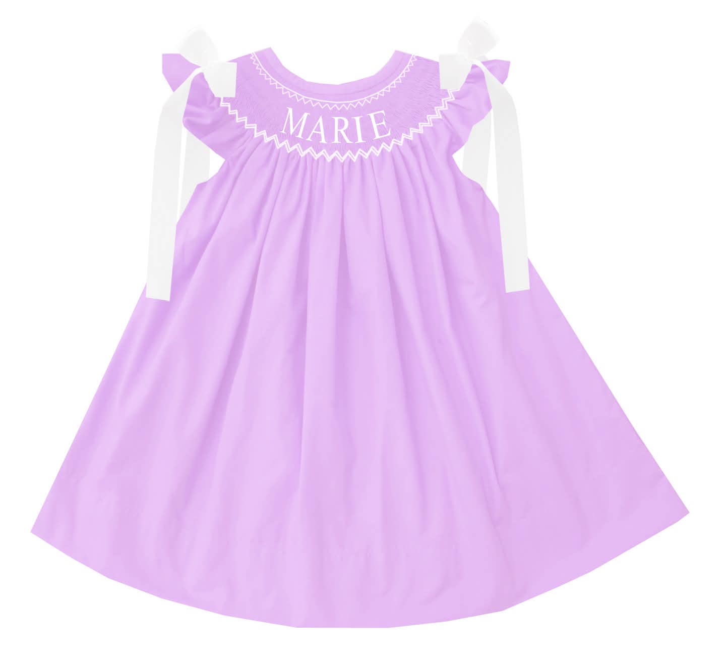 Hand Smocked Custom Name - Light Purple