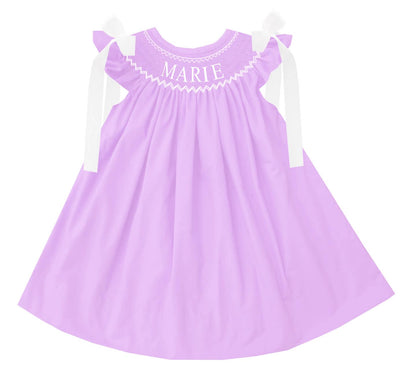 Hand Smocked Custom Name - Light Purple