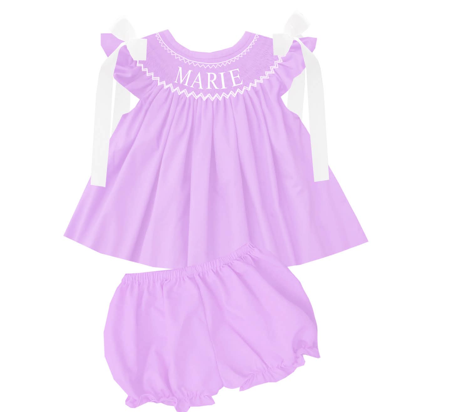 Hand Smocked Custom Name - Light Purple