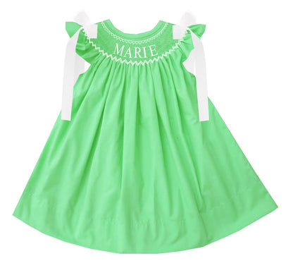 Hand Smocked Custom Name - Green