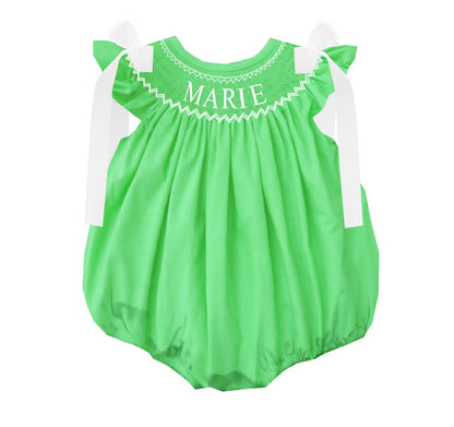 Hand Smocked Custom Name - Green